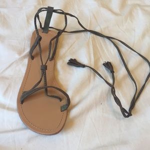 Green strappy sandals